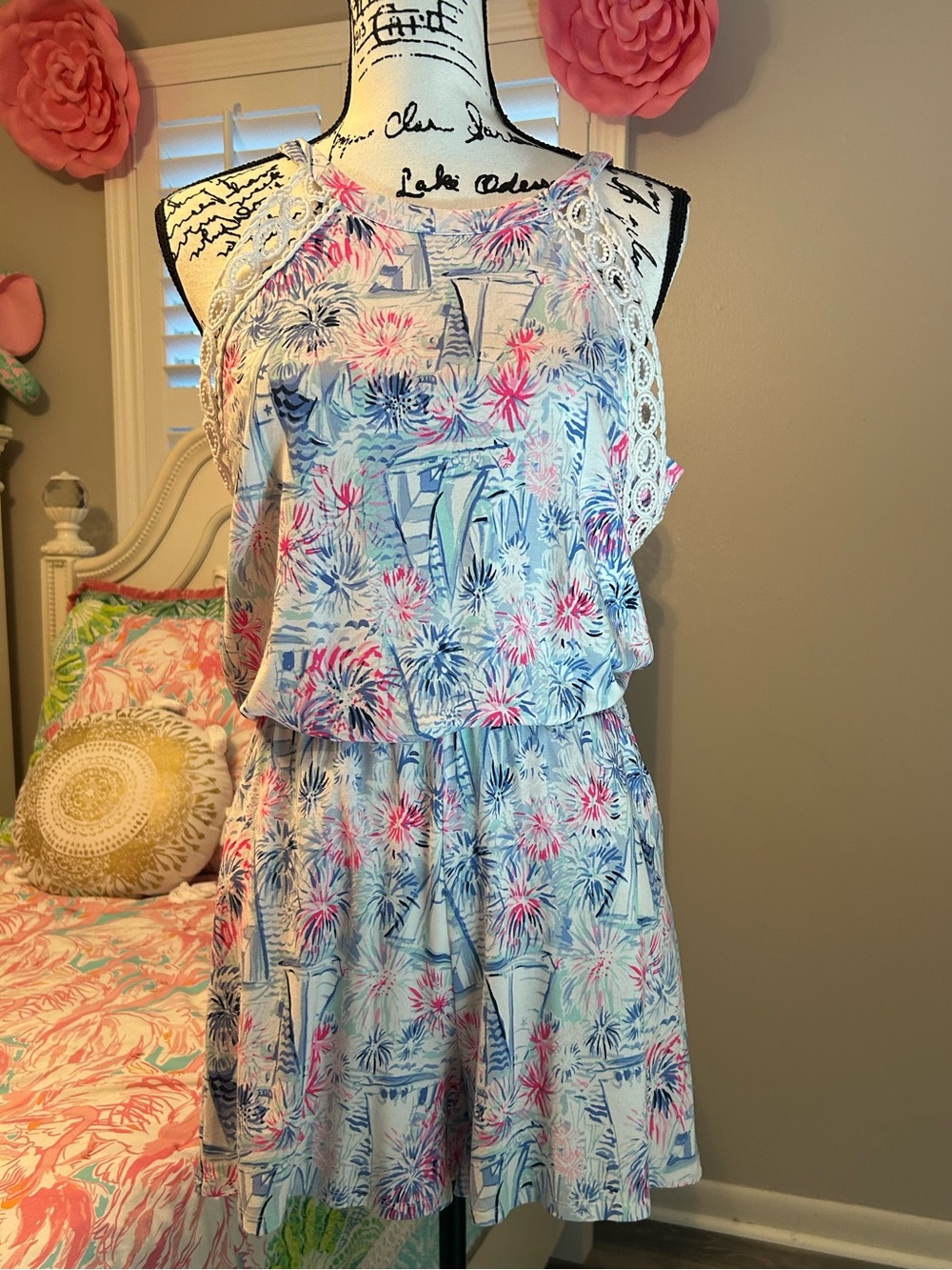 Lilly Pulitzer Lala Romper, Sea to Shining Sea, Size Small